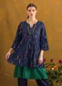 Bluse «Pimpinella» i økologisk bomull (midnattsblå/mønstret XL)