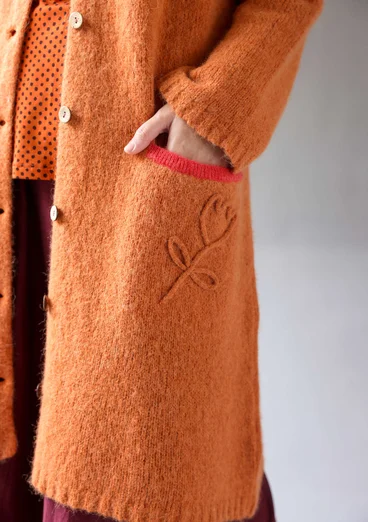 “Tulipe” alpaca blend long cardigan - burnt orange