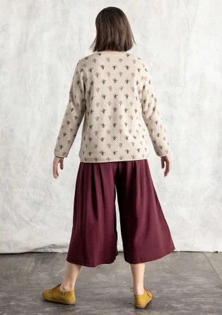 “Tove” organic/recycled cotton favourite sweater - dark natural melange/patterned