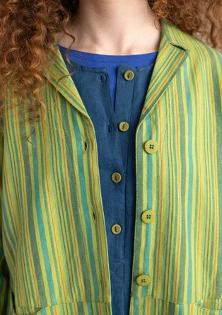“Esme” woven organic cotton/linen jacket - kiwi/stripe