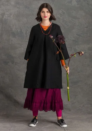 Kleid aus Leinengewebe - schwarz