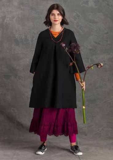Kleid aus Leinengewebe - schwarz