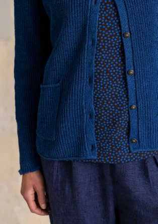 Gilet en côtes anglaises en lin/coton biologique - bleu indigo