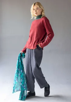 Fine-knit linen/organic cotton sweater - dark agate red