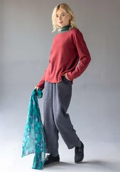 Fine-knit linen/organic cotton sweater - dark agate red