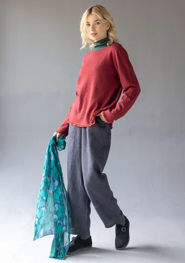 Fine-knit linen/organic cotton sweater - dark agate red