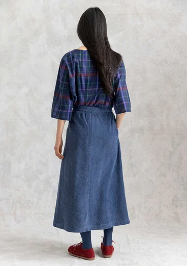 “Rime” corduroy skirt in organic cotton - indigo