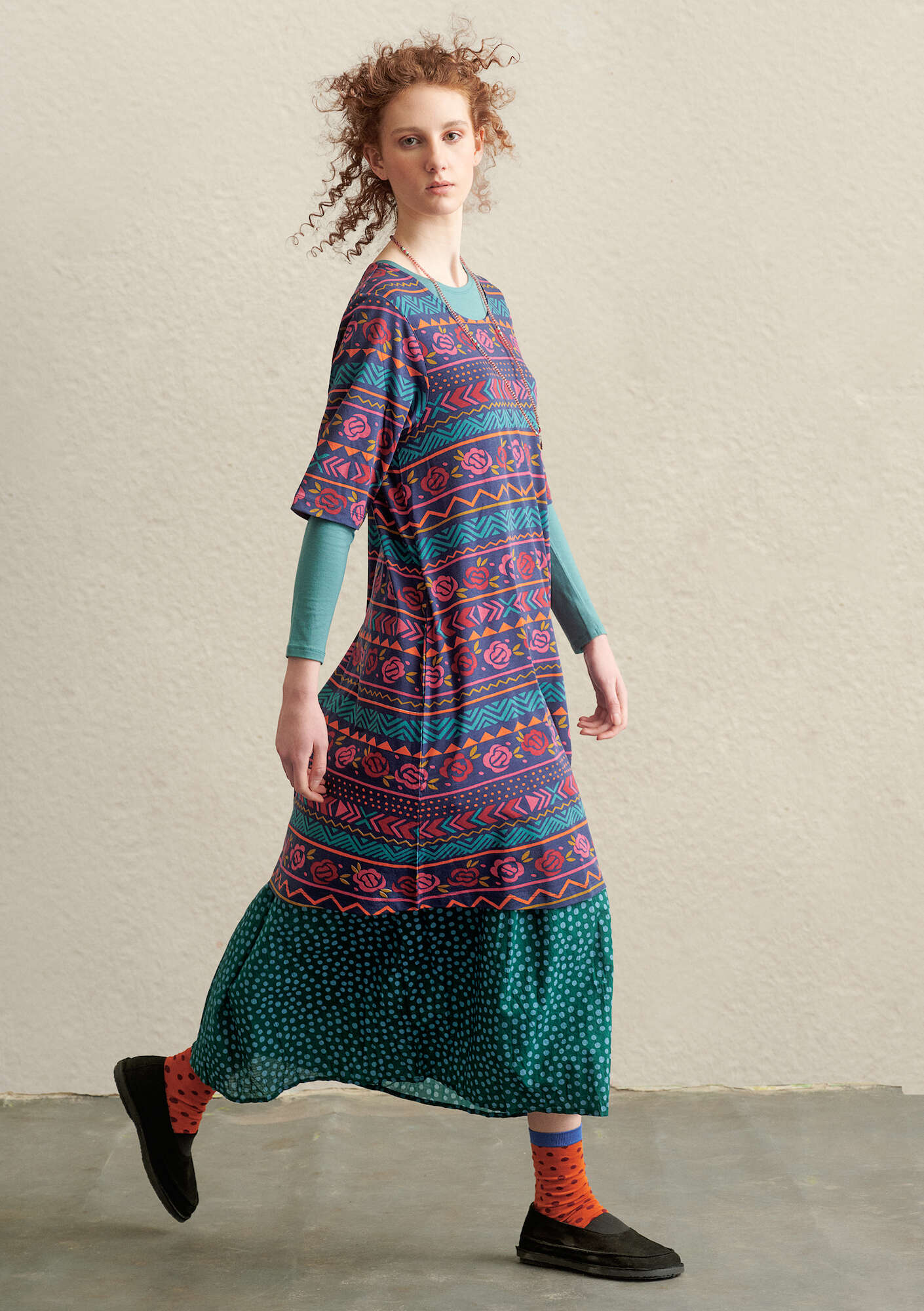 Tricot jurk  Guatemala  van biologisch katoen/modal nachtblauw