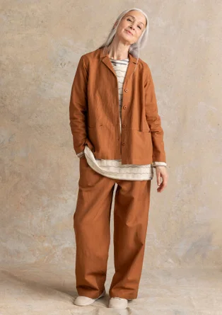 “Esme” woven organic cotton/linen trousers - acorn