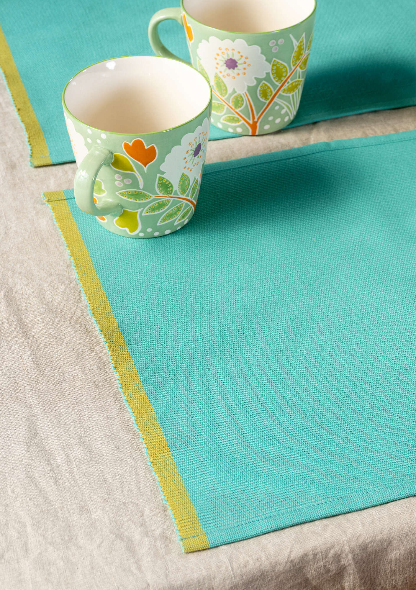Place mat in organic cotton pale orient green thumbnail