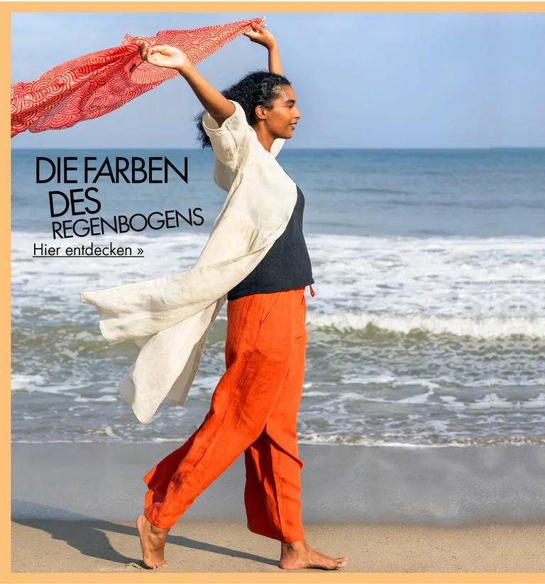 Eine Collage mit Bildern von Frauen am Strand, in farbenfroher Sommermode von Gudrun Sjödén.