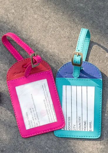 Kofferanhänger aus Leder - türkis