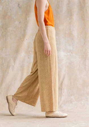 “Ada” jersey pants in lyocell/spandex - oatmeal/patterned
