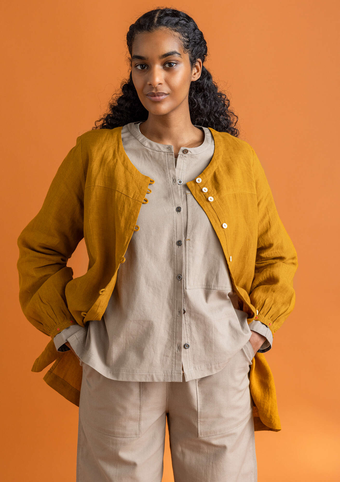 Asta woven linen smock blouse gudrunsjoden