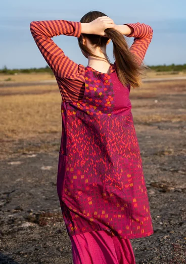 Vævet kjole "Earth" i økologisk bomuld/hør - hibiscus