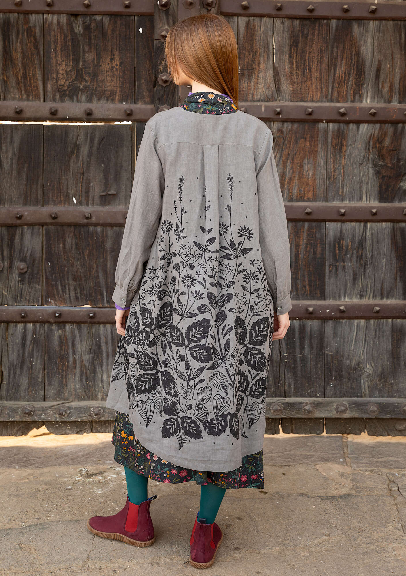 “Autumn” woven linen dress iron grey
