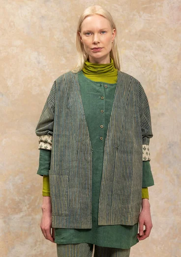 Kimono tissé ”Willow” en coton biologique - indigo vert
