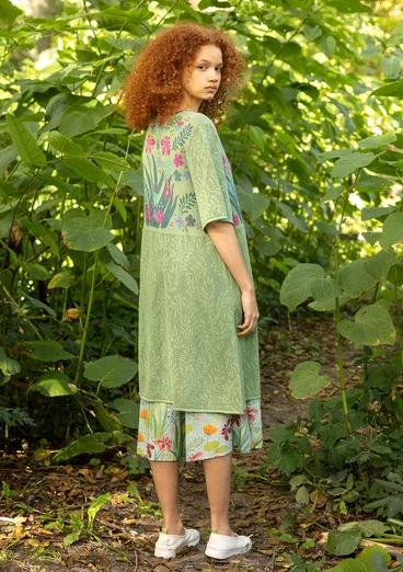 Pointelle-Strickjacke „Iris“ aus Leinen/Recycling-Baumwolle - staubgrün