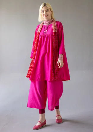 Pantalon tissé "Paris" en coton biologique/soie - pivoine foncé