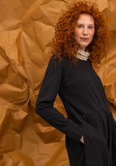 Gemustertes oder einfarbiges Jerseykleid „Frida“ aus Bio-Baumwolle - schwarz