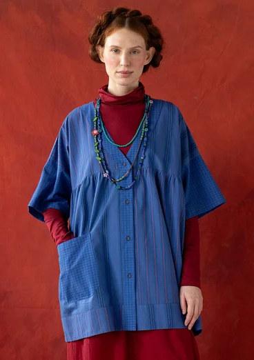 “Sofia” organic cotton smock blouse - blue butterfly