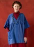 “Sofia” organic cotton smock blouse (blue butterfly M)