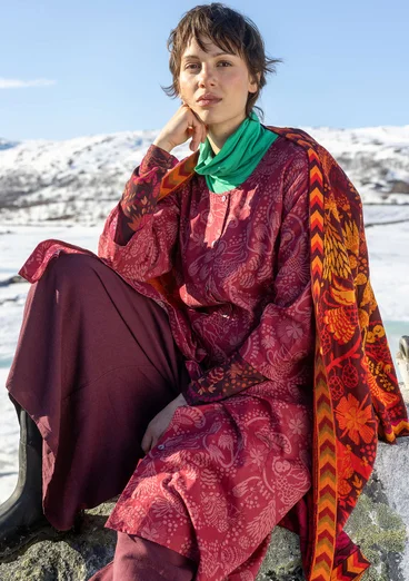 Jurk "Denali" van geweven biologisch katoen - granaatappel