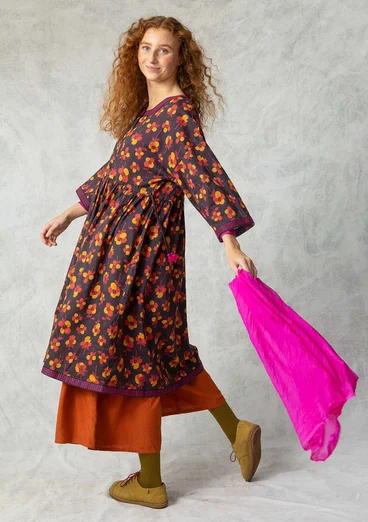 Robe "Andes" en coton biologique tissé - mûrier noir