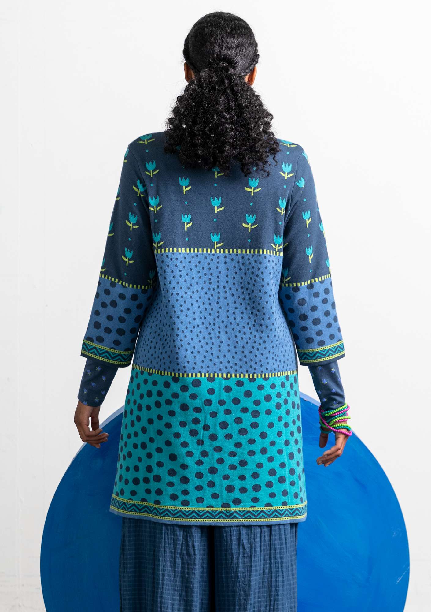 “Marisol” knit tunic in organic cotton indigo thumbnail