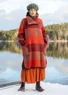 “Alberta” recycled wool/recycled polyester coat (rooibos/patterned M)