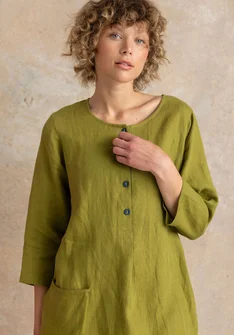 Woven linen tunic - green pepper