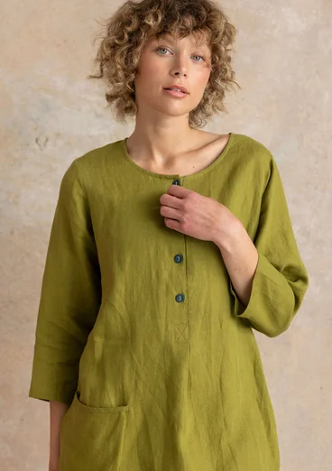 Woven linen tunic - green pepper