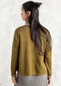 Strickjacke aus Bio-/Recycling-Baumwolle - dunkelolive