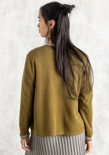 Strickjacke aus Bio-/Recycling-Baumwolle - dunkelolive