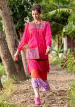 “Saloni” woven viscose dress - pink begonia