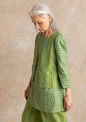 Webweste „Esme“ aus Bio-Baumwolle/Leinen - kiwi-gestreift