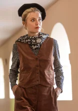 Narrow-wale corduroy waistcoat in organic cotton/elastane - chestnut