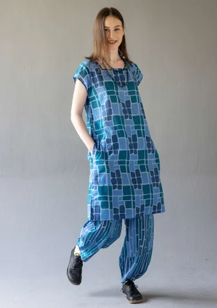 Kleid „Giraffe“ aus Bio-Baumwollgewebe - taubenblau