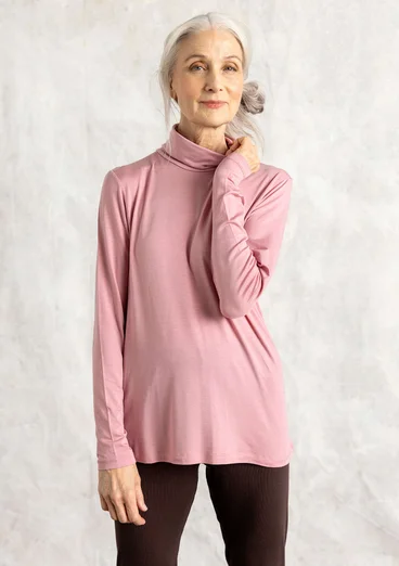 Jersey-Rollkragenshirt aus Lyocell/Elasthan - kalkrosa