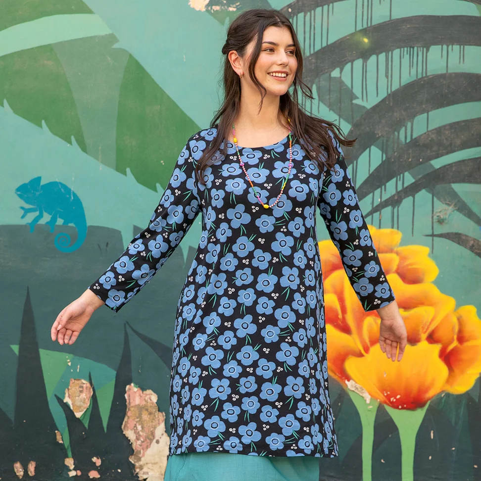 “Canvas” jersey tunic in lyocell/spandex - mild blue