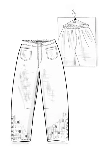 “Fields” embroidered organic cotton trousers - dark indigo