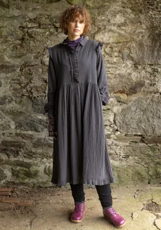 Einfarbiges Kleid „Frigg“ aus Bio-Baumwolle - dunkelaschgrau