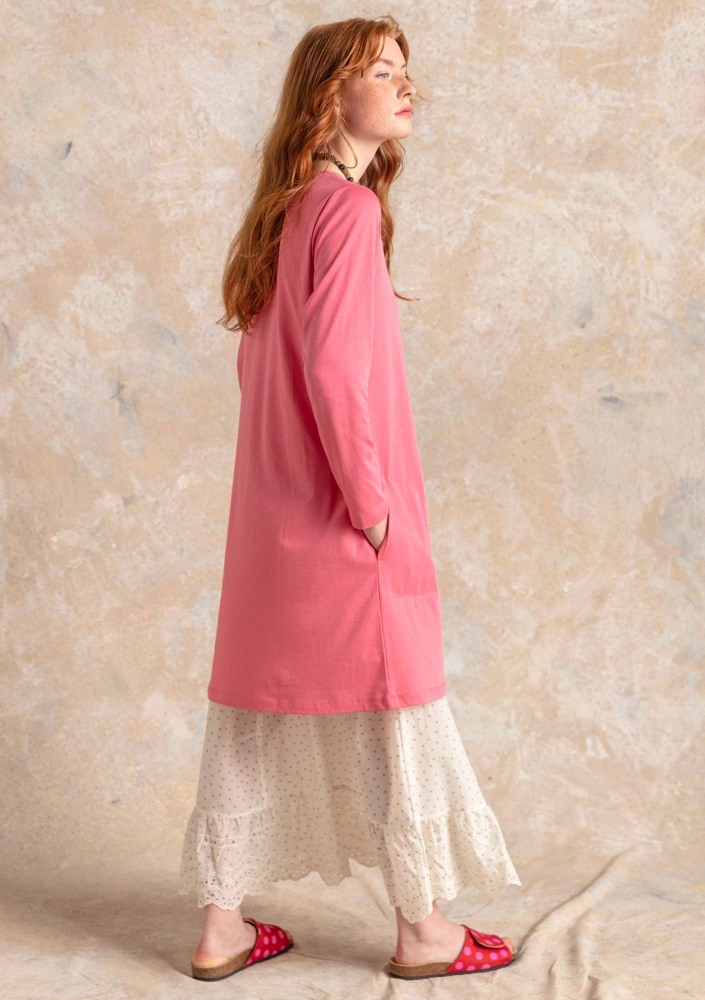 “Aria” organic cotton/modal jersey tunic flamingo