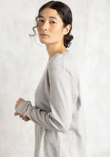 Jersey top in ribbed organic cotton - grey melange