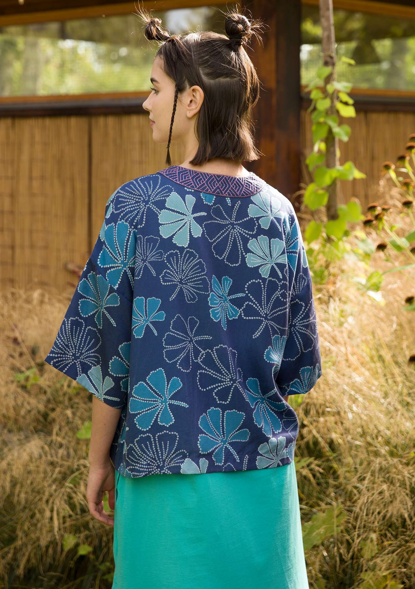 Kimono  Yuriko  i lyocell midnattsblå thumbnail
