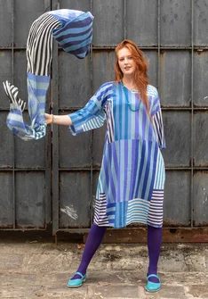 Robe tissée "Cherai" en coton biologique - bleu océan