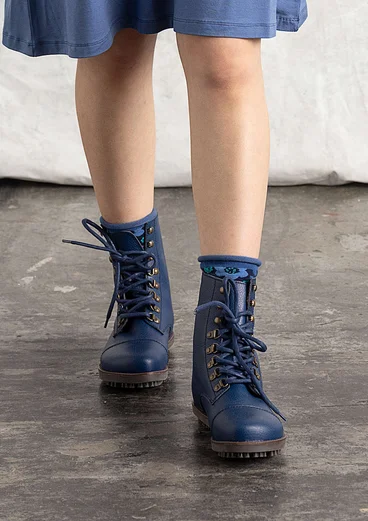 Bottines en cuir nappa - bleu indigo