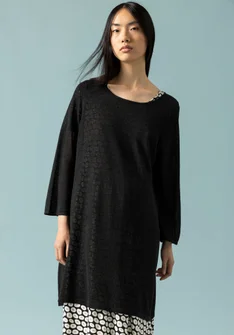 Knit tunic in linen/recycled linen - svart