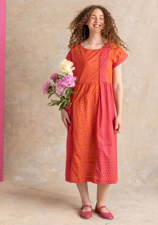 Robe tissée "Sally" en coton biologique - pamplemousse