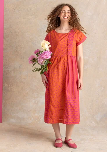 Robe tissée "Sally" en coton biologique - pamplemousse